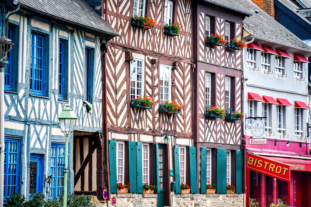 Lovely half-timbered houses in the centre of Beaumont-en-Auge
