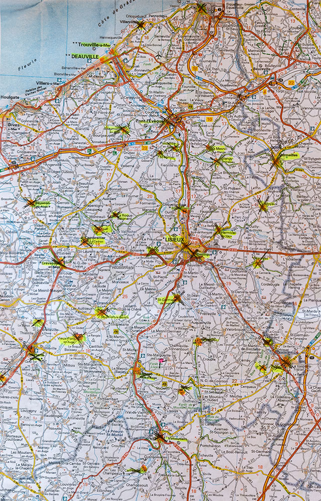 Map of Pays d'Auge - all the places we visited and used a France eSIM