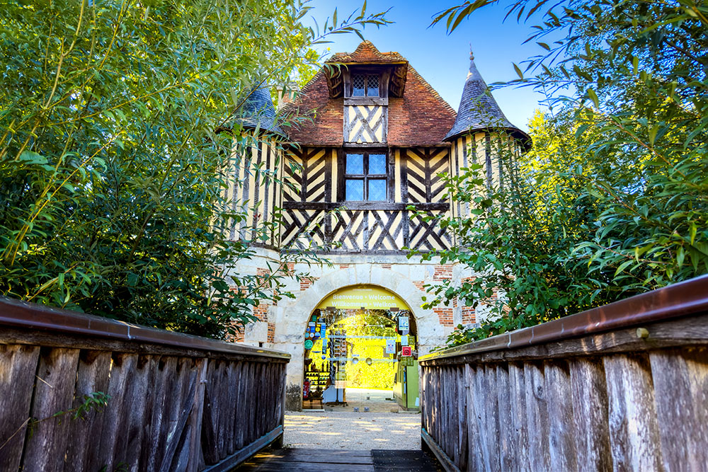 The beautiful gateway of the Crèvecœur Castle in the Pays d'Auge
