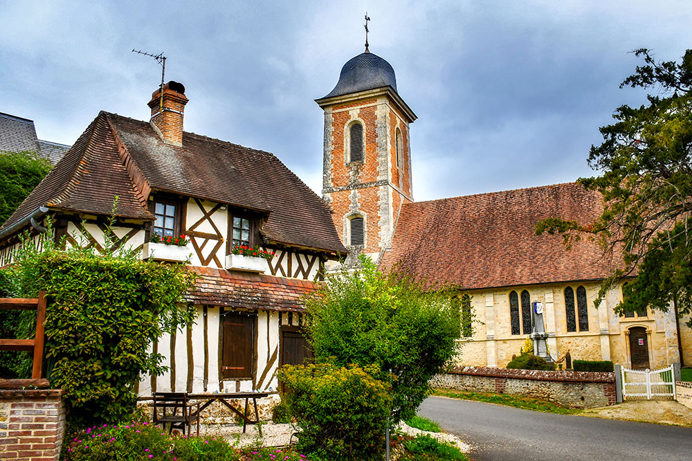 A beautiful view of Le Mesnil-sur-Blangy and its church