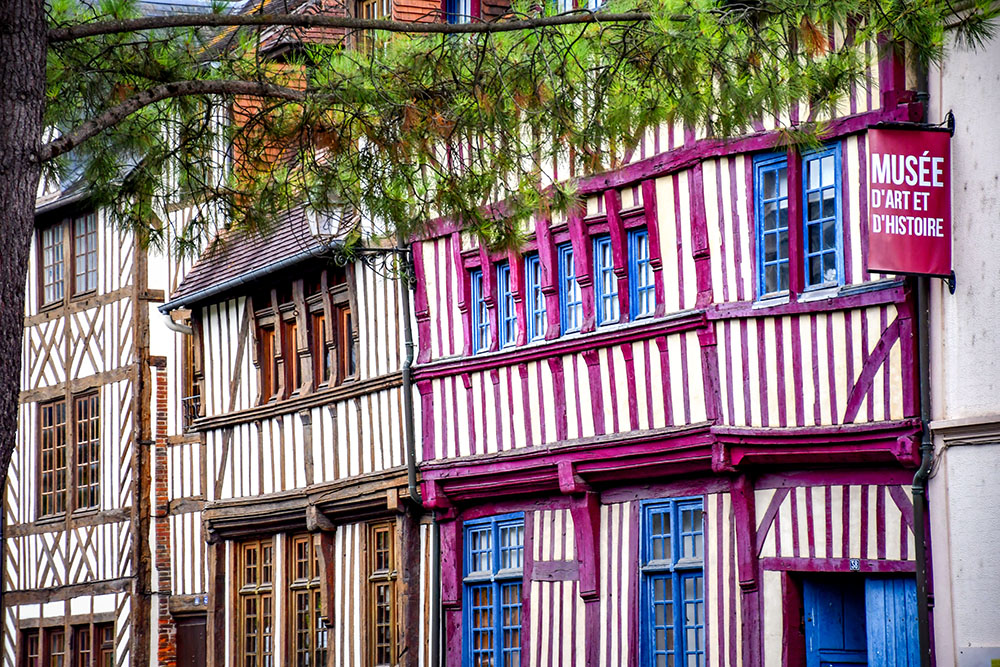 One of the few half-timbered houses left standing in the centre of Lisieux