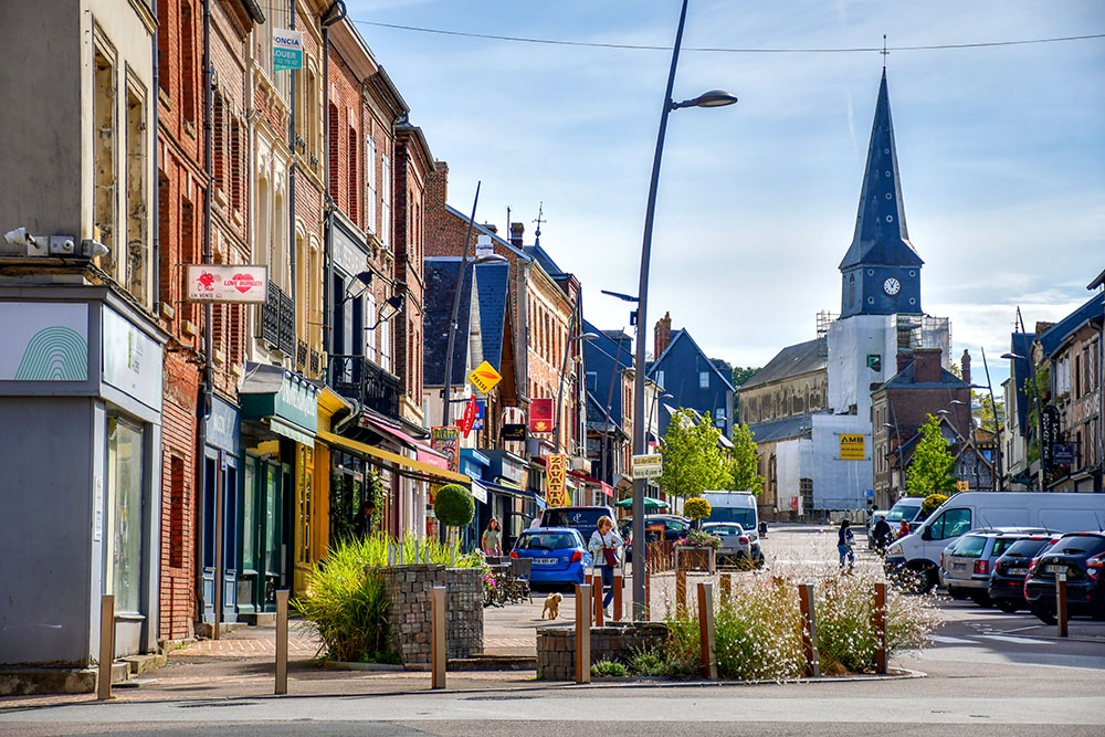 The village centre of Livarot in the Pays d'Auge