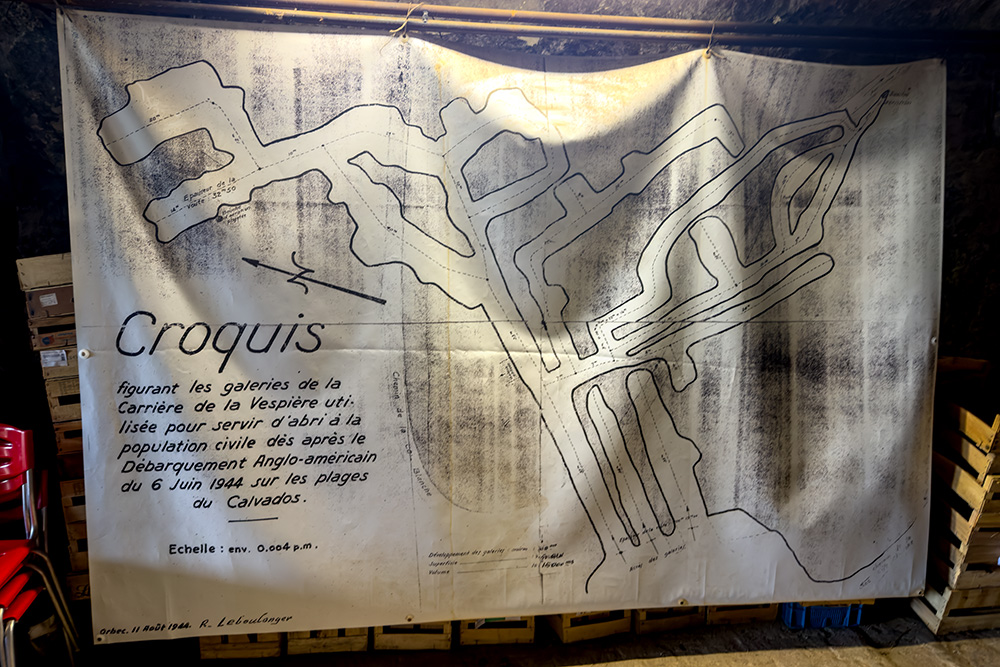 The map of the cave at the Orbec Mushroom Farm 