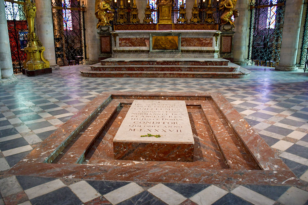 The tomb of William the Conqueror in the church of the Abbaye aux Hommes in Caen