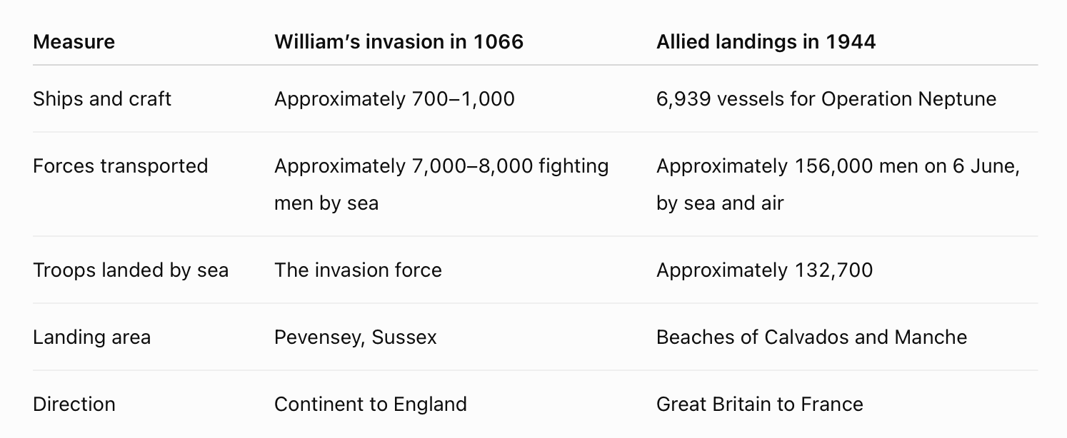 Comparison of Two Landings: 1066–1944