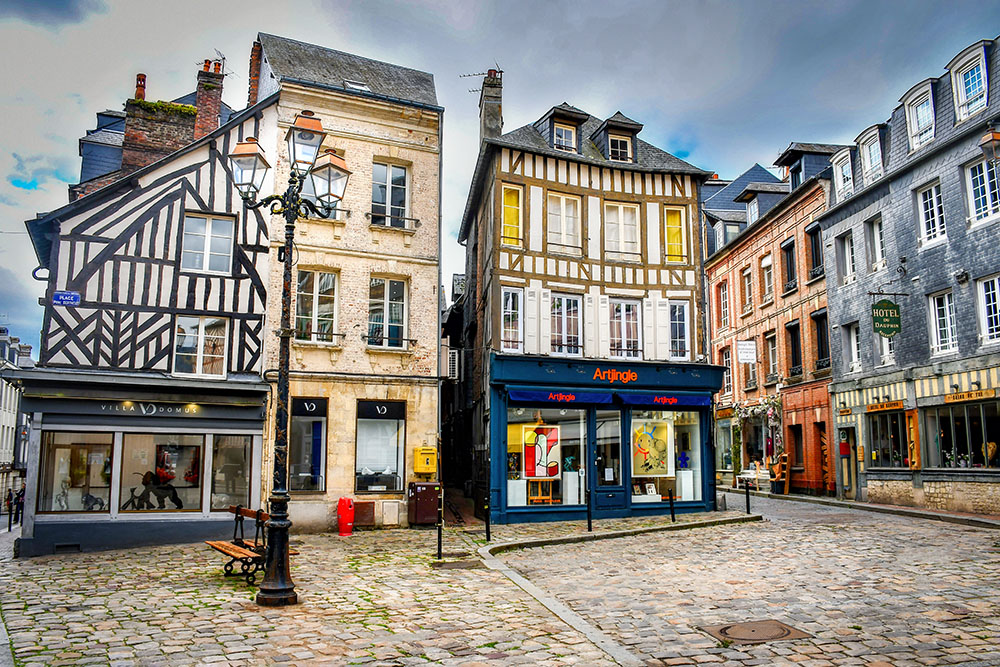 Honfleur 29 copyright French Moments Place Pierre Berthelot in the Sainte-Catherlne Quarter leads to the church