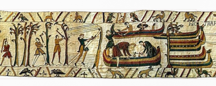 Preparations for the army of William the Conqueror, including the building of the landing craft - The Bayeux Tapestry